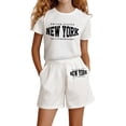 thumbnail image 1 of Tiijoy Girls 2 Piece Outfits New York Printed Short Sleeve T-Shirt Shorts Set, Sizes 2-14, 1 of 5