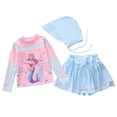 thumbnail image 1 of Tiijoy Girls 2-Piece Swimsuit Long Sleeve Rash Guard Skort with Hat, 3-Piece, Sizes 2-12, 1 of 3