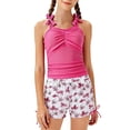 thumbnail image 1 of Tiijoy Girls 2-Piece Swimsuit UPF50+ Ruched Tankini Top Boyshorts Bathing Suit, Sizes 7-16, 1 of 4