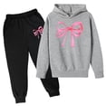 thumbnail image 1 of Tiijoy Girls Active Outfits Bow Graphic Long Sleeve Hoodie Jogger Pants Set, Sizes 3-14, 1 of 2