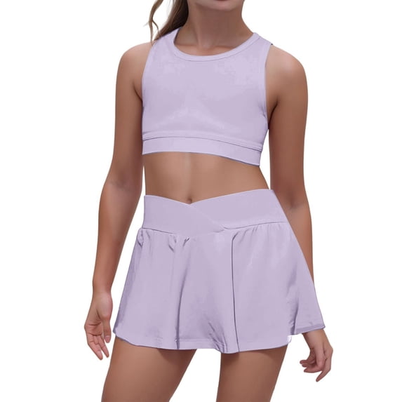 Tiijoy Girls Athletic Outfits Quick Drying Sports Tank Top Skort Set, Sizes Xl