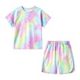 thumbnail image 1 of Tiijoy Girls Athletic Outfits Tie Dyed Short Sleeve Tshirt Shorts Set, Sizes 7-8, 1 of 5