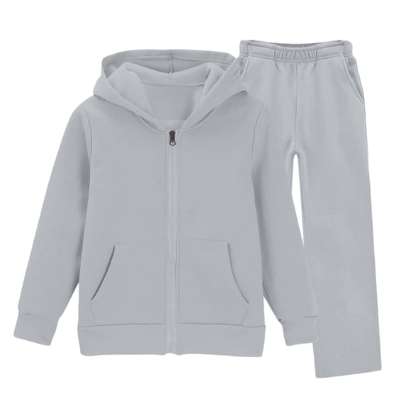 Tiijoy Girls Athletic Outfits Zip Up Hoodie Wide Leg Sweatpants Sweatsuit, Grey, Sizes 3-14