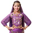 thumbnail image 1 of Tiijoy Girls Belly Dance Top Sequins Mesh Long Sleeve Crop Top Dancewear, Sizes One Size, 1 of 5