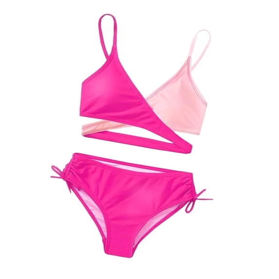 Tiijoy Girls Bikini Set Color Block Swimsuits Quick Drying Bathing Suit Swim Set