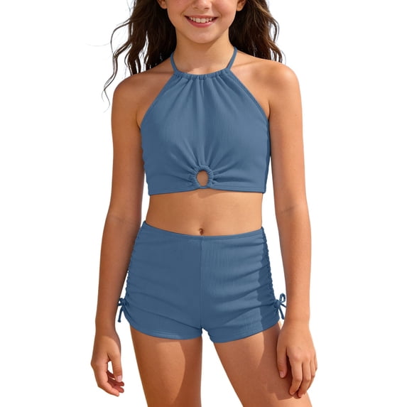 Tiijoy Girls' Bikini Sets 2 Piece Halter Top Shorts Swimsuit Bathing Suit, Sizes 12-16