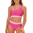 thumbnail image 1 of Tiijoy Girls Bikini Swimsuit Color Block Asymmetrical Bathing Suit Swimwear, 2-Piece, 1 of 2