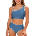 thumbnail image 1 of Tiijoy Girls Bikini Swimsuit Color Block Asymmetrical Bathing Suit Swimwear, 2-Piece, 1 of 2