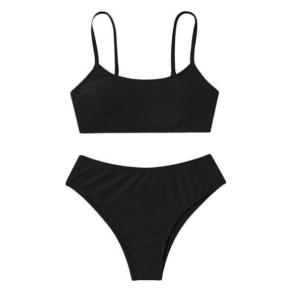 Tiijoy Girls Bikini Swimsuit Solid Color Beach Bathing Suit with Adjustable Straps