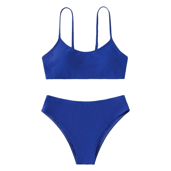 Tiijoy Girls Bikini Swimsuit Solid Color Beach Bathing Suit with Adjustable Straps