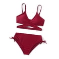 thumbnail image 1 of Tiijoy Girls Bikini Swimsuits Beach Solid Adjustable Strap Bathing Suits Swimwear, 1 of 2