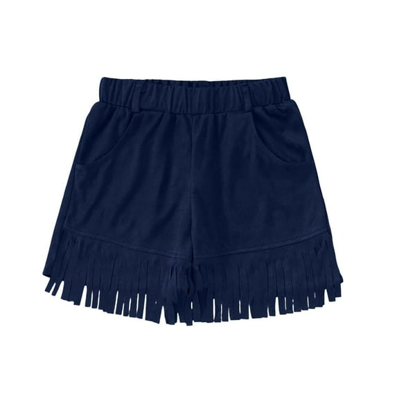 Tiijoy Girls Bohemian Fringe Cowgirl Shorts Vintage High Rise Cowboy Shorts, Sizes 8-9