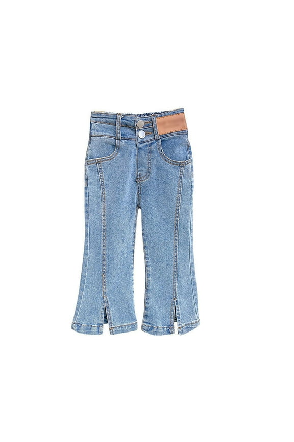 Girls Bootcut Flared Jeans Casual Stretch Denim Pants Toddler Trousers, Sizes 2-3