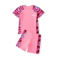 thumbnail image 1 of Tiijoy Girls Camo 2-Piece Swimsuit Short Sleeve Rash Guard Shorts Bathing Suit, Sizes 3-14, 1 of 8