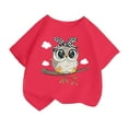 thumbnail image 1 of Tiijoy Girls Cartoon Owl Short Sleeve T-Shirt Summer Casual Crew Neck T Shirt, Sizes 2-14, 1 of 3