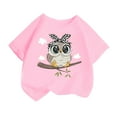 thumbnail image 1 of Tiijoy Girls Cartoon Owl Short Sleeve T-Shirt Summer Casual Crew Neck T Shirt, Sizes 2-14, 1 of 3