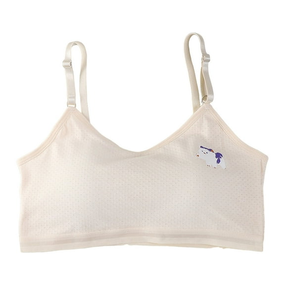 Tiijoy Girls Cartoon Print Cotton Bra Adjustable Strap Undies Everyday Bra, Sizes 12-15