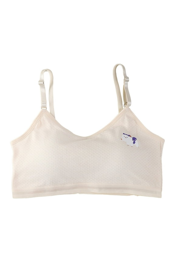 Girls Cartoon Print Cotton Bra Adjustable Strap Undies Everyday Bra, Sizes 12-15