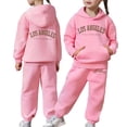 thumbnail image 1 of Tiijoy Girls Casual Athletic Outfits Los Angeles Print Hoodie Sweatpants Set, Size 2-13, 1 of 6