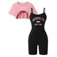 thumbnail image 1 of Tiijoy Girls Casual Athletic Outfits Short Sleeve Crop Top Fitted Romper Set, Sizes 7-12, 1 of 8