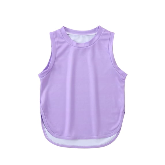 Tiijoy Girls Casual Athletic Tank Top Solid Split Curved Hem Sleeveless Shirt, Sizes 2-3