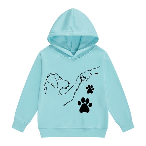 Tiijoy Girls Casual Hoodie Dog Paw Hand Long Sleeve Hooded Sweatshirt, Sizes 2-13