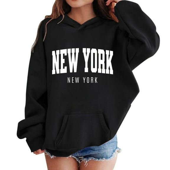 Tiijoy Girls Casual Hoodie New York Letter Print Pullover Hooded Sweatshirt, Sizes 3-4T