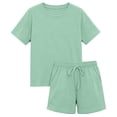 thumbnail image 1 of Tiijoy Girls Casual Solid Plain Short Sleeve T Shirt and Shorts Set, Sizes 12-13, 1 of 5