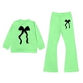 thumbnail image 1 of Tiijoy Girls Casual Sweatsuit Bow Pullover Sweatshirt Flared Pants 2Pcs Set, Sizes 3-10, 1 of 3