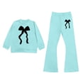 thumbnail image 1 of Tiijoy Girls Casual Sweatsuit Bow Pullover Sweatshirt Flared Pants 2Pcs Set, Sizes 3-10, 1 of 3