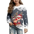 thumbnail image 1 of Tiijoy Girls Christmas Sweatshirt Cute Reindeer Crewneck Pullover Top, Grey, Sizes 2-12, 1 of 3