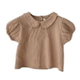 thumbnail image 1 of Tiijoy Girls Cotton Linen Short Sleeve Blouse Summer Puff Sleeve Shirt Top, Sizes 6-9 Months, 1 of 3