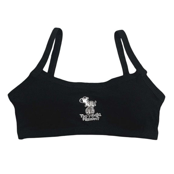 Tiijoy Girls Cotton Tagless Bralette Cartoon Print Ribbed Everyday Training Bra