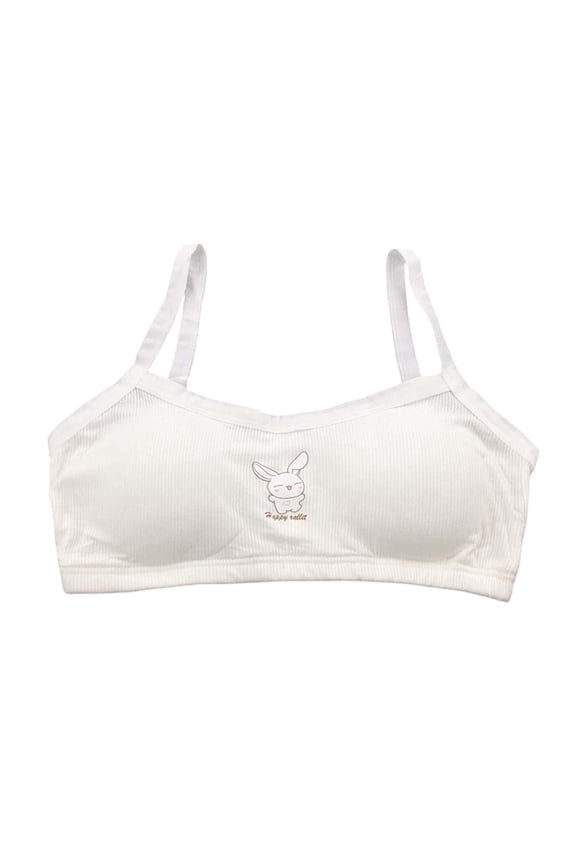 Girls Cotton Training Bra Cartoon Bunny Print Ribbed Everyday Bralette