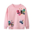 thumbnail image 1 of Tiijoy Girls Crew Neck Sweatshirt Butterfly Embroidery Long Sleeve Pullover Top, Sizes 1-7, 1 of 7