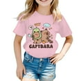 thumbnail image 1 of Tiijoy Girls Cute Capybara Short Sleeve T Shirt Casual Cotton Crewneck T Shirt, Sizes 2-14, 1 of 3