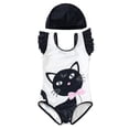 thumbnail image 1 of Tiijoy Girls Cute Cartoon Cat Print Ruffle One-Piece Swimsiut with Swimming Cap, Sizes 2-3, 1 of 5