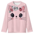 thumbnail image 1 of Tiijoy Girls Cute Cat Graphic T-Shirt Casual Long Sleeve T Shirt Top, Pink, Sizes 3-14, 1 of 4