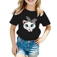 thumbnail image 1 of Tiijoy Girls Cute Graphic Tee Cute Cartoon Cat Print Short Sleeve O-Neck Tshirt, Sizes 3-12, 1 of 4