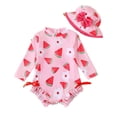 thumbnail image 1 of Tiijoy Girls Cute Ruffled Long Sleeve Rash Guard One-Piece Swimsuit Bathing Suit with Hat, 1 of 2