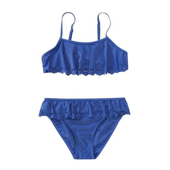 Tiijoy Girls Cute Rullfed Bikini Sets 2 Piece Swimsuits Adjustable Strap Bathing Suit