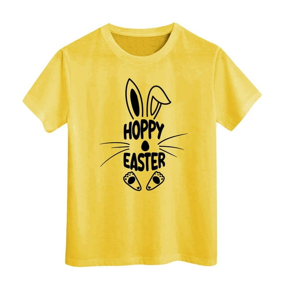 Tiijoy Girls Easter Short Sleeve Tee Letter Rabbit Crewneck T-Shirt, Sizes 3-13