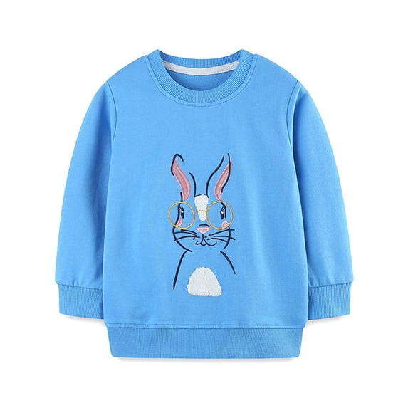 Tiijoy Girls Easter Sweatshirt Rabbit Print Cotton Crew Neck Pullover Sweatshirts, Sizes 1-7