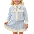thumbnail image 1 of Tiijoy Girls Elegant Bow Knit Cardigan Jacket Skirt Outfits Spring Clothes Set, Sizes 3-4, 1 of 6