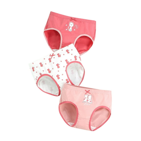 Tiijoy Girls Eversoft Cotton Brief Cartoon Print Underwear Panties, 3 Pack, Sizes 6-8