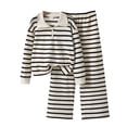 thumbnail image 1 of Tiijoy Girls Fall Outfits Casual Striped Knit Pullover Wide Leg Pants, Sizes 7-8, 1 of 8