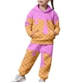 thumbnail image 1 of Tiijoy Girls Fashion Outfits Ice-Cream Print Hoodie Sweatpants Sweatsuit, Size 1-13, 1 of 7