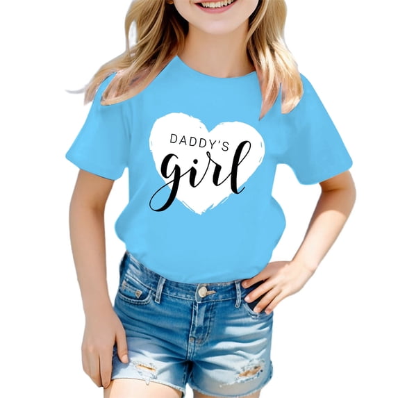 Tiijoy Girls Father's Day T Shirt Casual Short Sleeve Round Neck T-Shirt Tee, Sizes 3-12