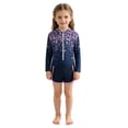 thumbnail image 1 of Tiijoy Girls Floral Print UPF 50+ Long Sleeve Zip Up Rash Guard Shorts 2-Piece Swimsuit, Sizes 4-8, 1 of 8
