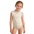 thumbnail image 1 of Tiijoy Girls Floral Print Zip Up One-Piece Swimsuit UPF50+ Bathing Suit, Sizes 3-8, 1 of 7